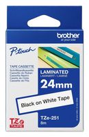 TZE251 - P-Touch Label Tape Black on White 1" / 24mm
