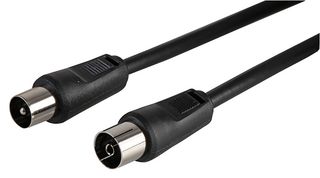 JR9008/1M BLACK-ROHS - TV Aerial Lead, Coax Plug to Coax Socket 1m Black
