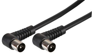 JR9009A/2M BLACK-ROHS - TV Aerial Lead, 90 Degree Coax Plug to 90 Degree Coax Plug, 2m Black