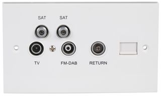 PROOUT35RT - Quad Outlet Plate, SAT1/SAT2/TV/FM & DAB with Return & Telephone, 2-Gang