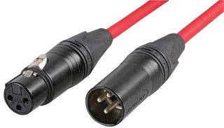 CABLE 5M RED - Black Chrome XLR Plug to Socket Lead, 5m Red