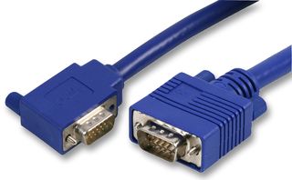 104-400-403 - 90 Degree 15 Pin VGA (D Sub) Male to Male Monitor Lead, 3m Blue