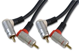 PSG00839 - 2x Right Angled Phono (RCA) Male to Male Lead, 1.5m Black