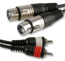 PLS00261 - 2x 3 Pin XLR Female to 2x Phono (RCA) Male Lead, 1.5m Black