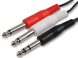 PSG00146 - 6.35mm Stereo Jack To 2x Mono Jack Lead, 2m Black