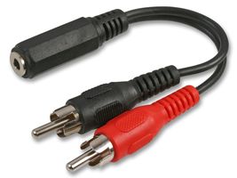 PSG03484 - 3.5mm Stereo Jack Socket to 2x Phono (RCA) Plugs Lead, 1.8m Black