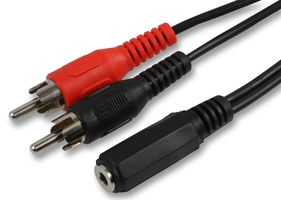PSG03093 - 3.5mm Stereo Jack Female to 2x Phono (RCA) Male Lead, 500mm Black
