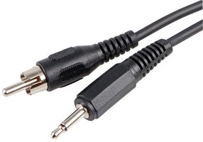PSG00222 - 3.5mm Mono Jack Plug to Phono (RCA) Plug Lead, 1.2m Black