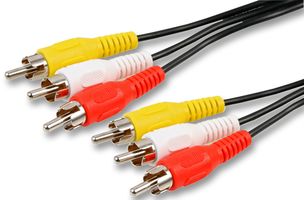 PSG03054 - 3x Phono (RCA) Male to 3x Male Lead, 0.25m Black