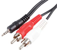 PSG00498 - 2.5mm 4 Pole Jack Plug to 2x Phono (RCA) Plug Lead, 3m Black