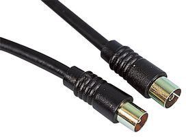 PSG00601 - TV Aerial Coaxial Lead, Male to Female, 1m Black