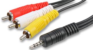 PSG00666 - 3.5mm 4 Pole Jack Plug to 3x Phono (RCA) Plugs Lead, 1m Black