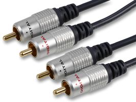 PSG00793 - 1m Black 2x Phono (RCA) Plugs to 2x Phono (RCA) Plugs HQ Lead