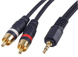 PSG00826 - 3.5mm Stereo Jack Plug to 2x Phono (RCA) Plug Lead, 2m Blue