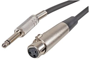 PSG01216 - 3 Pin XLR Socket to 6.35mm (1/4") Mono Jack Plug Lead, 5m Black