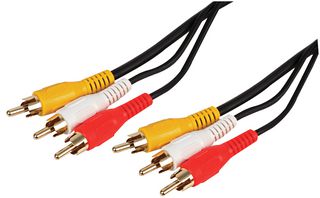 PSG00921 - 3x Phono (RCA) Male to 3x Male Lead, 2m Black