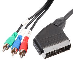 PSG00931 - SCART Male to 3x Phono (RCA) Male Lead, 1.5m Black