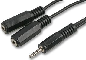 PSG01011 - 3.5mm Stereo Jack Plug to 2x Sockets Headphone Splitter, 1.5m Black