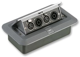 AV16215 - AV Floor Box with 2x XLR & 2x Speakon Panel Sockets