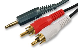 PSG02703 - 3.5mm Stereo Jack Plug to 2x Phono (RCA) Plugs Lead, 1m Black