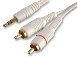 PSG02890 - 3.5mm Stereo Jack Plug to 2x Phono (RCA) Plugs Lead, 2m White