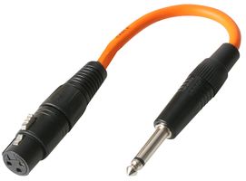 PLS00345 - 3 Pin XLR Socket to 6.35mm (1/4") Mono Jack Plug Adaptor Lead, Orange