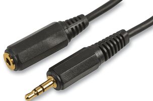 PSG03083 - 3.5mm Stereo Jack Plug to Socket Lead with Gold Plated Contacts, 2m Black
