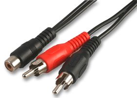 PSG03264 - Phono (RCA) Female to 2x Male Lead, 0.15m Black