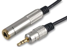 PSG03297 - 6.35mm (1/4") to 3.5mm Stereo Jack Socket to Plug Lead, 300mm Black