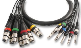 PLS00108 - 8 Way XLR Sockets to 6.35mm (1/4") Stereo Jack Plugs Multicore Loom, 2.5m Black