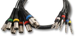 PLS00111 - 8 Way XLR Plugs to 6.35mm (1/4") Stereo Jack Plugs Multicore Loom, 2.5m Black