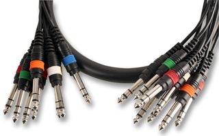 PLS00117 - 8 Way 6.35mm (1/4") Stereo Jack Plug to Plug Multicore Loom, 2.5m Black