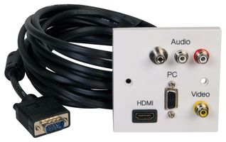 PELR0076 - 1 Gang Multimedia Wallplate, HDMI / RCA / Composite Video / 3.5mm  / VGA Sockets, 5m