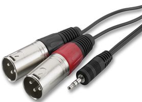 MCA-129P - 3.5mm Stereo Jack Plug to 2x 3 Way XLR Plugs Lead, 1m Black