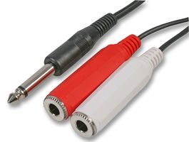 PSG03427 - 6.35mm (1/4") Mono Jack Plug to Twin Sockets Lead, 0.5m Black
