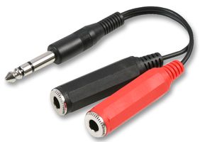 PSG03432 - 6.35mm (1/4") Stereo Jack Plug to 2x Mono Jack Sockets Leads, 150mm Black
