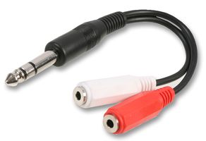 PSG03434 - 6.35mm (1/4") Stereo Jack Plug to 2x 3.5mm Stereo Jack Sockets Lead, 150mm