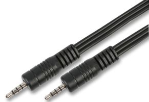 PSG03513 - 3.5mm 4 Pole Jack Plug to Plug Lead, 1m Black