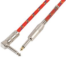 PSG08149 - Straight to Right Angled 6.35mm (1/4") Mono Jack Guitar Lead, 5m Red