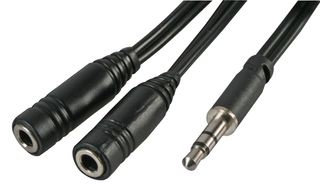 PSG03687 - 3.5mm Stereo Jack Plug to Twin 3.5mm Sockets Lead, 0.2m Black