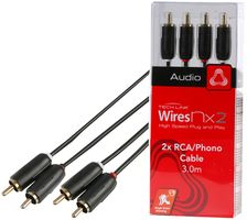 710033 - 2x Phono (RCA) Male to 2x Male Lead, 3m Black