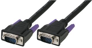 PSG03728 - Fully Wired 15 Pin SVGA Male to Male Monitor Lead, 0.5m Black
