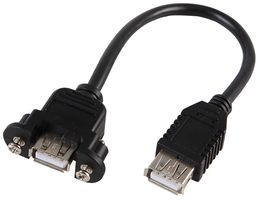 PSG03800 - USB A Female to Female Panel Mount Adaptor Lead, 160mm Black