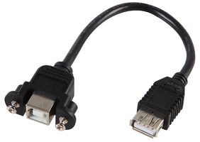PSG03801 - USB B Female to USB A Female Panel Mount Adaptor Lead, 160mm Black