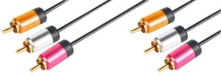 CPAL013-4M - 3x Phono Plug to Plug Lead with Aluminium Head Shells, Black, 4m