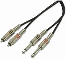 STC3PCM - 2x 6.35mm (1/4") Mono Jack Plug to 2x Phono (RCA) Plug Lead 3m Black