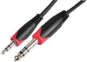 PLS000490 - 3.5mm to 6.35mm (1/4") Stereo Jack Plug Lead, 2m Black
