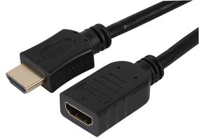 PSG04127 - HDMI Lead with Ethernet, Male to Female, Nickel Plated Contacts, 1m Black