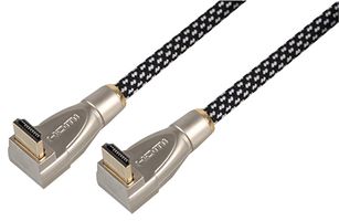 PSG04147 - HDMI Lead with Ethernet, Male Right Angle to Male Right Angle, Nylon Jacket, 1m