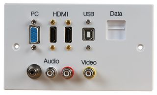 PELR0106 - 2 Gang Multimedia Wall Plate, 2x HDMI / VGA / USB B / RJ45 / RCA /Composite Sockets